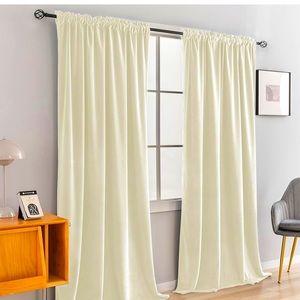 Ivory White Velvet Curtains 63 inches long beautiful
